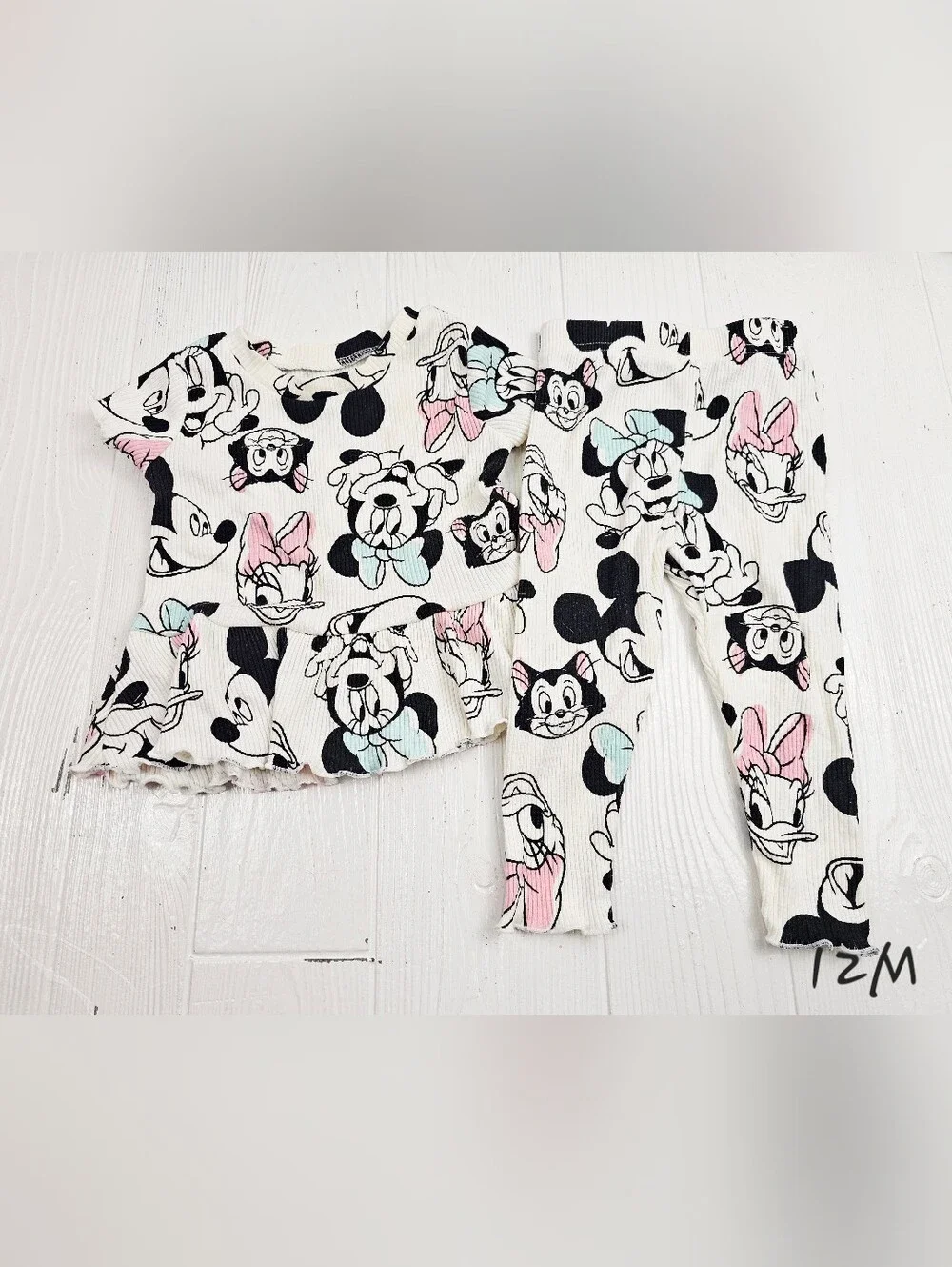Disney Minnie Mouse Rib Short Sleeve Top & Leggings Set. 12 Month
